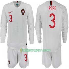 Billige Fotballdrakter Portugal PEPE 3 Barn VM 2018 Bortedraktsett Langermet